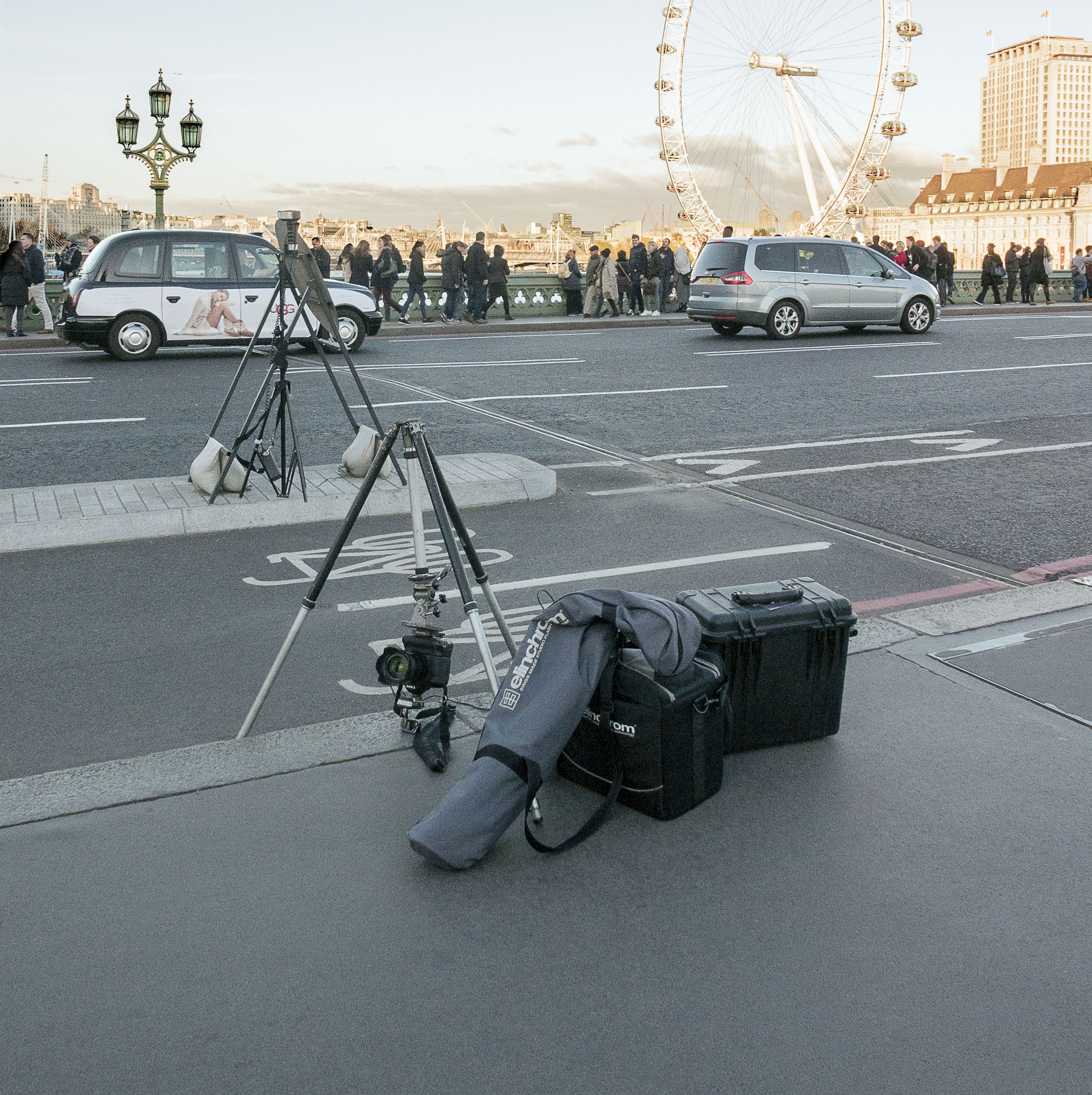 Soloman Production shot of setup on Westminster Bridge 28th November 2016